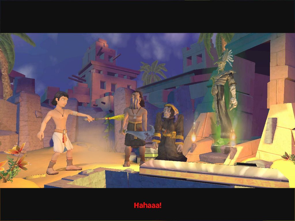 Ankh: Heart of Osiris (Windows) screenshot: The story starts with Assil catching Osiris and his two servants.