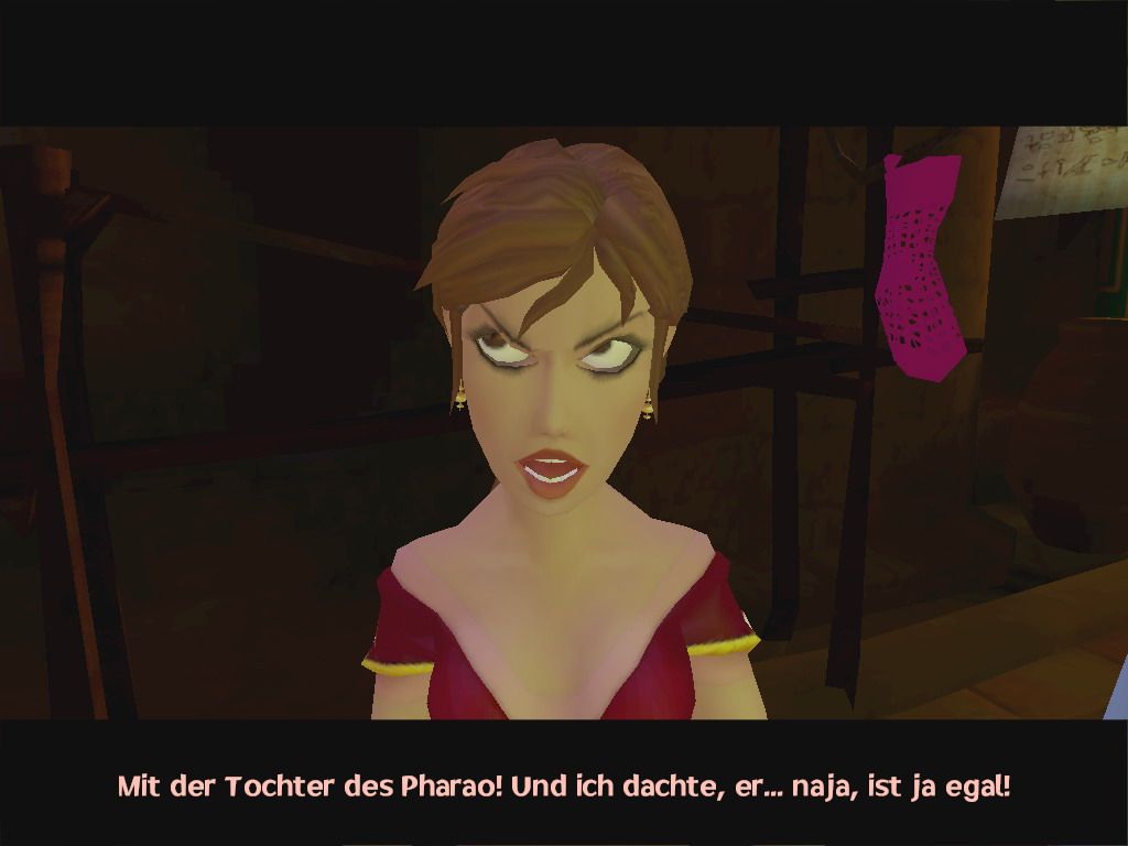 Ankh: Heart of Osiris (Windows) screenshot: Assil's girlfriend, Thara... or is it ex-girlfriend?!