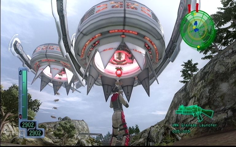 Earth Defense Force 2017 (Xbox 360) screenshot: Dropships will spew out endless nasty's unless you bring them down!