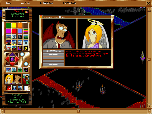 Afterlife (DOS) screenshot: Jasper and Aria, your advisors