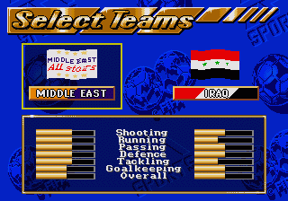 FIFA International Soccer (SEGA CD) screenshot: Team selection screen