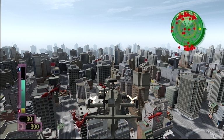 Earth Defense Force 2017 (Xbox 360) screenshot: Helicopters are useful for airborne assaults.