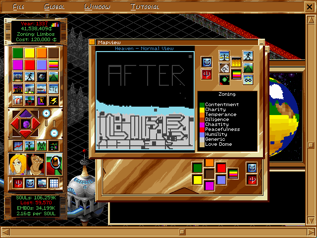 Afterlife (DOS) screenshot: Map window
