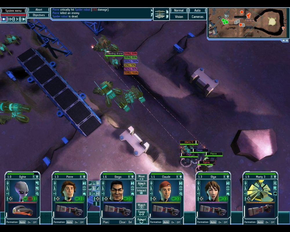 UFO: Afterlight (Windows) screenshot: Night-time combat on planet surface.