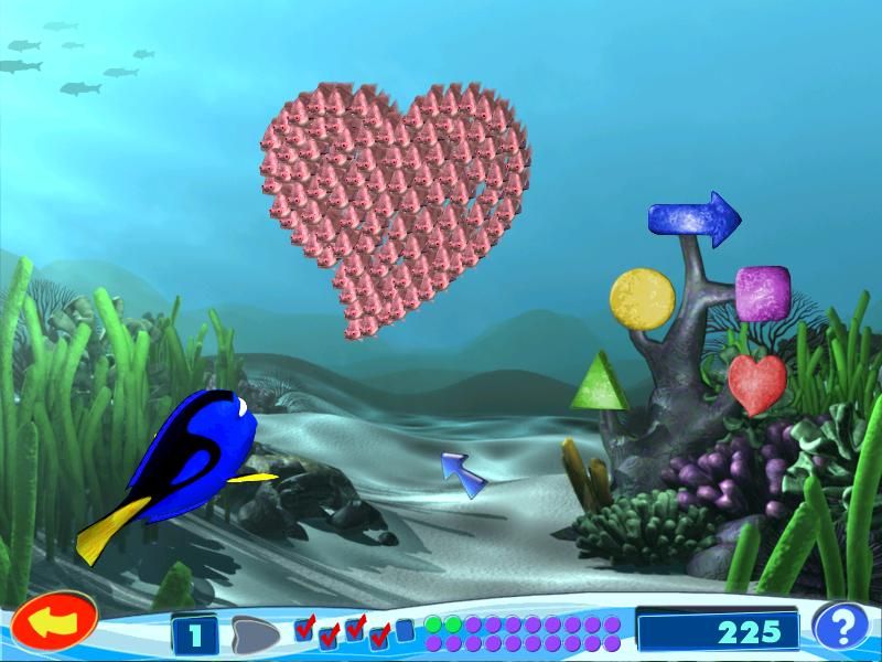 Disney•Pixar Finding Nemo: Nemo's Underwater World of Fun (Windows) screenshot: Moonfish testing Nemo's memory.