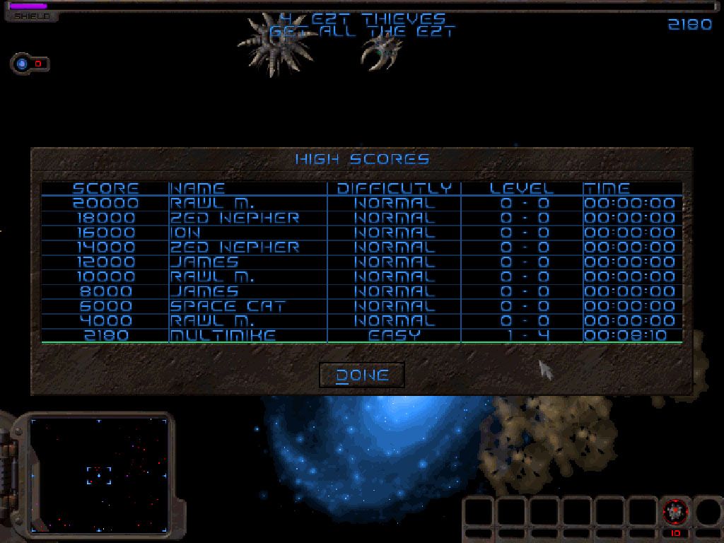 Swarm (Windows) screenshot: High scores