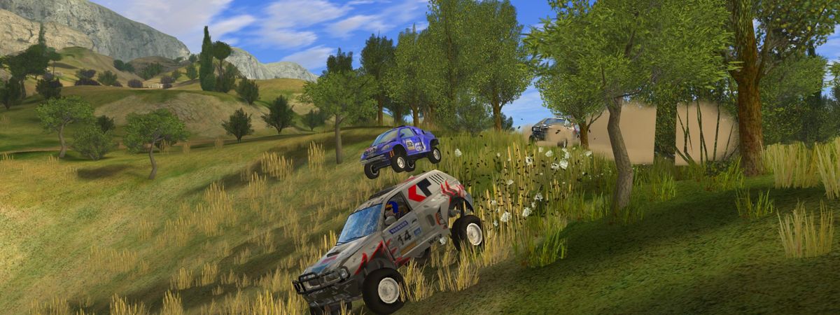 Xpand Rally Xtreme (Windows) screenshot: Not easy rushing through the trees.