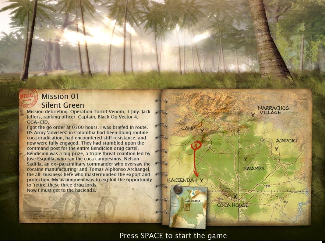 Terrorist Takedown: War in Colombia (Windows) screenshot: Mission 1 briefing and load screen