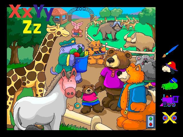 Alphabet Express Preschool (Windows) screenshot: The zebra is blushing because he lost his stripes :-)