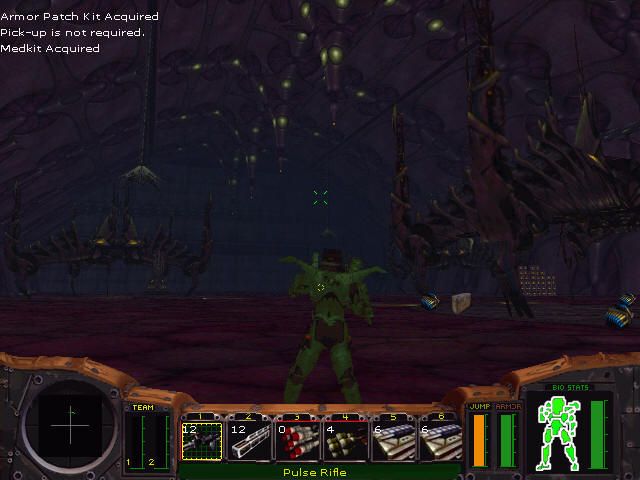 Outwars (Windows) screenshot: Inside of the alien craft.