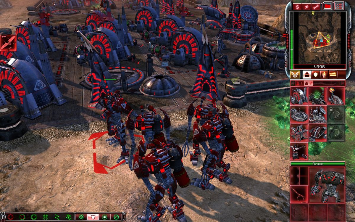 Command & Conquer 3: Tiberium Wars (Windows) screenshot: Nod Avatars fully upgraded by destroying friendly units in the process.