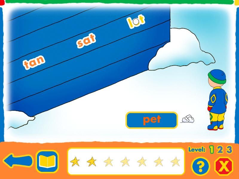 Caillou: Four Seasons of Fun (Windows) screenshot: Throwing a snowball at the rhyming word