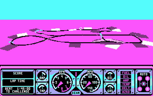 Hard Drivin' II (DOS) screenshot: track overview - CGA