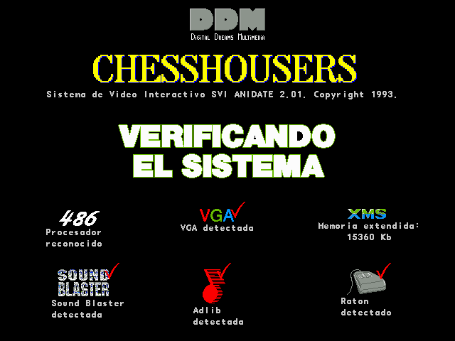 Chess Housers (DOS) screenshot: System check