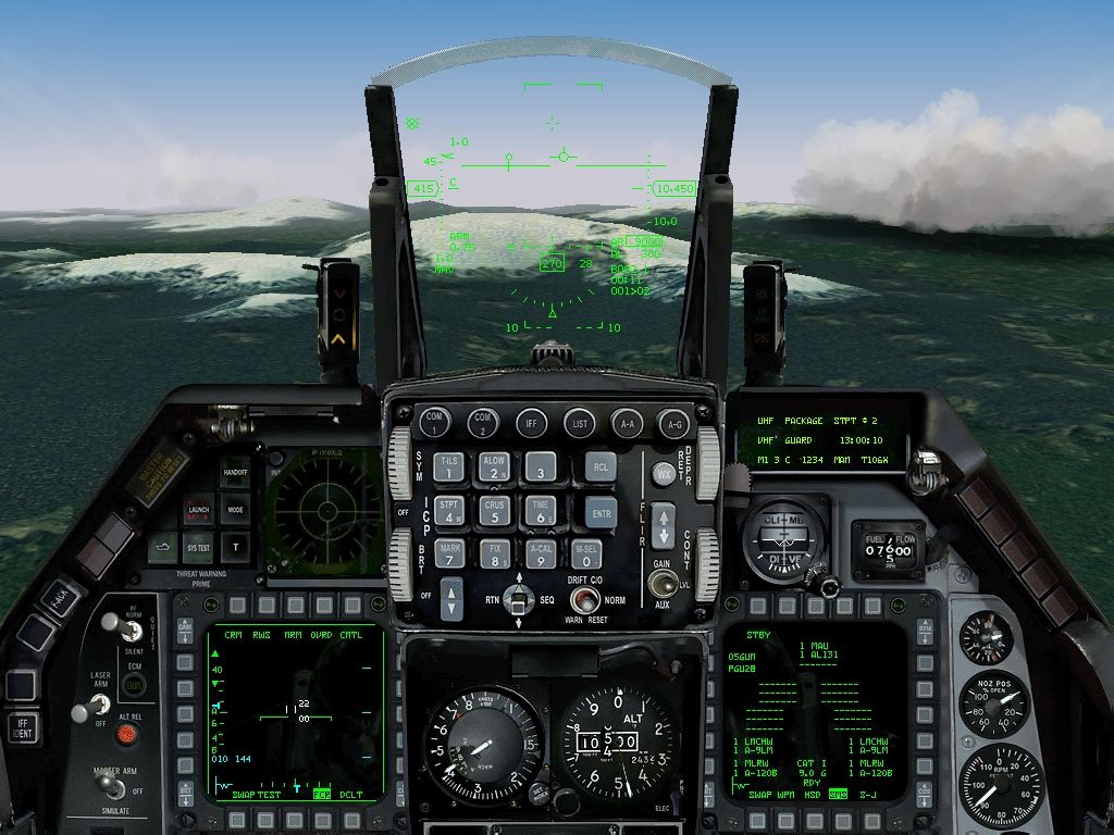Falcon 4.0: Allied Force (Windows) screenshot: Cockpit view.