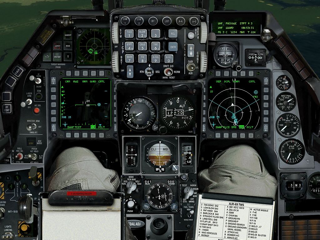 Falcon 4.0: Allied Force (Windows) screenshot: Full-screen cockpit panel.