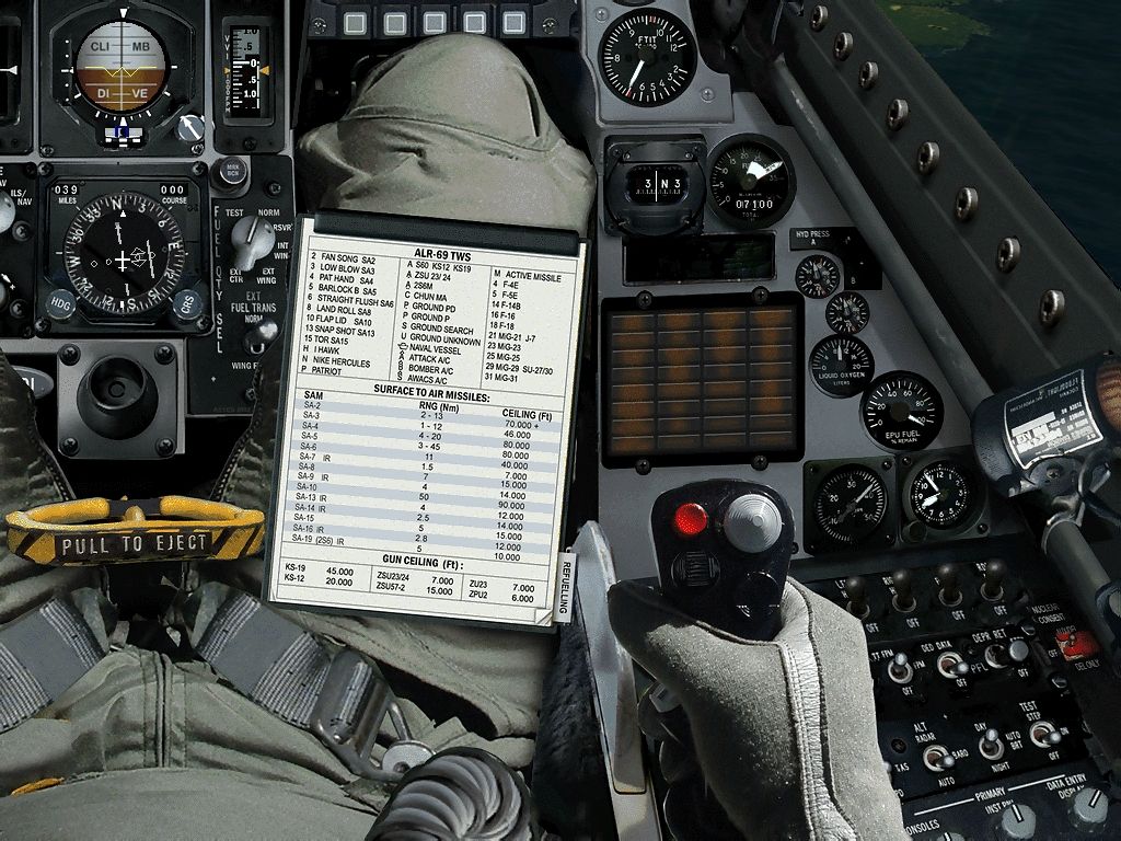Falcon 4.0: Allied Force (Windows) screenshot: The right-hand panel with the damage indicators.