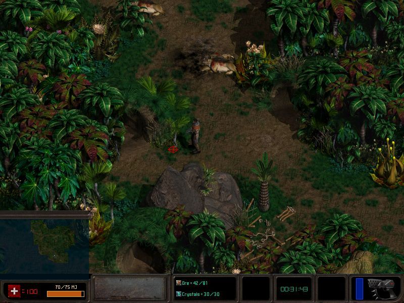 Zax: The Alien Hunter (Windows) screenshot: The minimap shows Zax location. It displays only the area already explored.