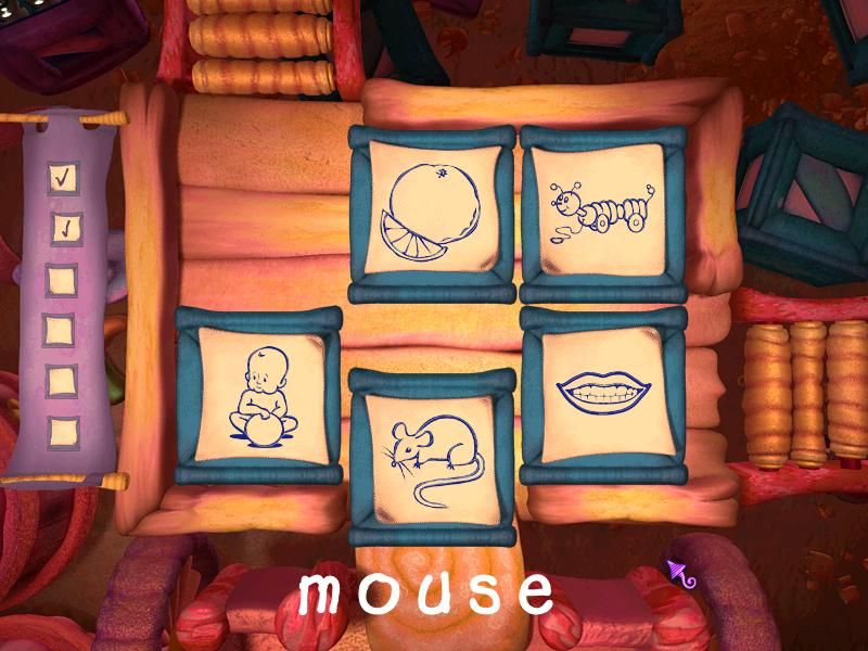 Didi and Ditto: First Grade - The Wolf King (Windows) screenshot: The sorting table - removing pictures that start with M