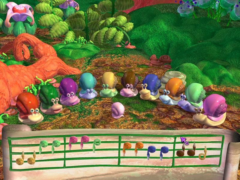 Didi and Ditto: First Grade - The Wolf King (Windows) screenshot: Musical snails!