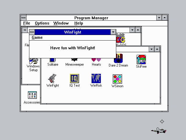 WinFight (Windows 3.x) screenshot: This time, you got him.