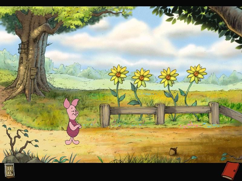Piglet's Big Game (Windows) screenshot: Going to Rabbit's house - Piglet spots a haycorn!