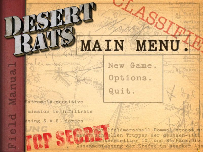 WWII: Desert Rats (Windows) screenshot: Main menu