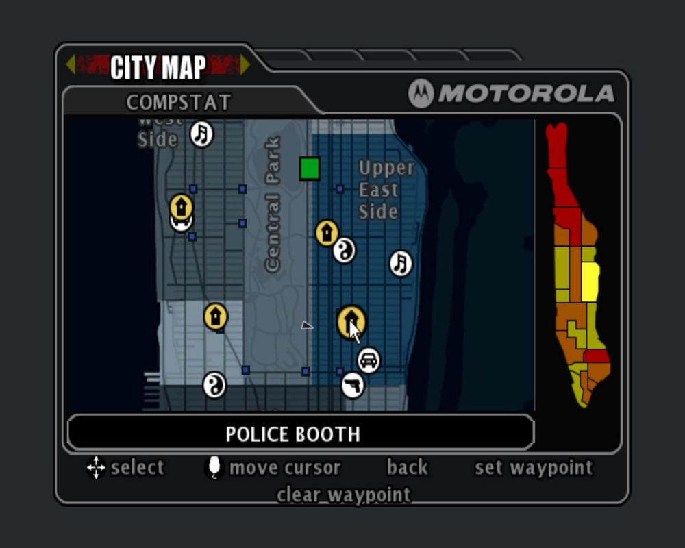 True Crime: New York City (Windows) screenshot: Map of Manhattan