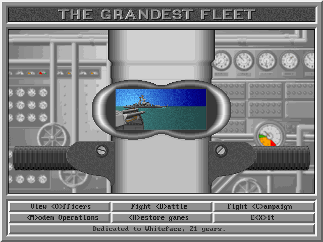 The Grandest Fleet (DOS) screenshot: Start menu