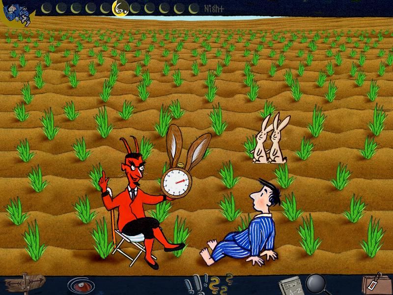 The Number Devil: A Mathematical Adventure (Windows) screenshot: The Rabbit Clock...a discussion of Fibonacci numbers.