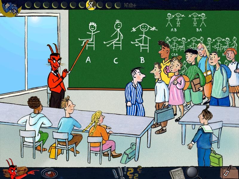 The Number Devil: A Mathematical Adventure (Windows) screenshot: Robert's classroom