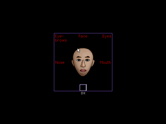 Cosmology of Kyoto (Windows 16-bit) screenshot: Choose your facial features.