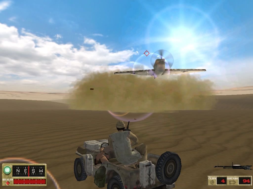 WWII: Desert Rats (Windows) screenshot: Taking on an incoming plane.