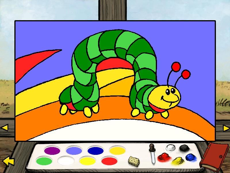Piglet's Big Game (Windows) screenshot: Paint Eeyore's pictures or click on the scrapbook and paint Piglet's