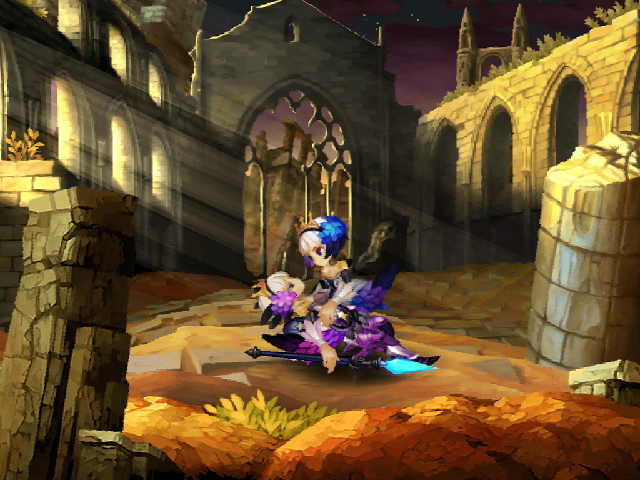 Odin Sphere (PlayStation 2) screenshot: Gwendolin's sister Griselda is fatally wounded in battle.