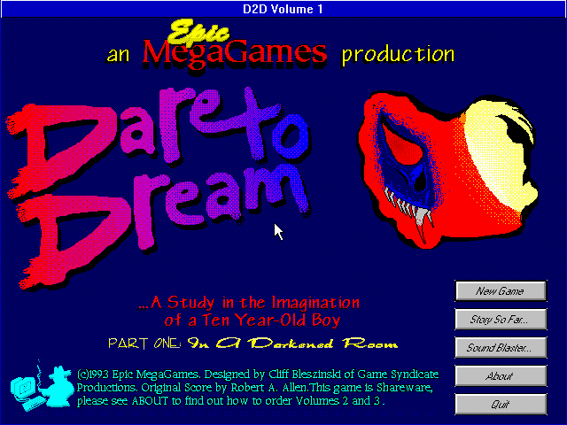 Dare to Dream Part One: In a Darkened Room (Windows 3.x) screenshot: Title screen