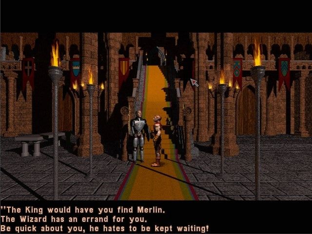 Chronicles of the Sword (DOS) screenshot: Your first mission. Go and find Merlin.