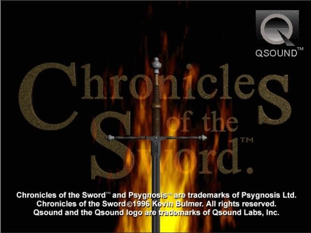 Chronicles of the Sword (DOS) screenshot: First screen you see. (The flame is animated by the way.)