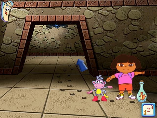 Dora the Explorer: Dance to the Rescue (Windows) screenshot: We made the spiders leave by wiggling just like them.