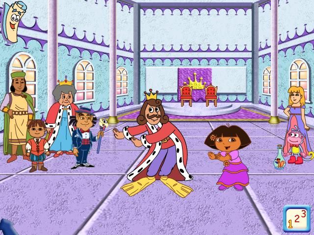 Dora the Explorer: Dance to the Rescue (Windows) screenshot: At the castle, we dance like the king.