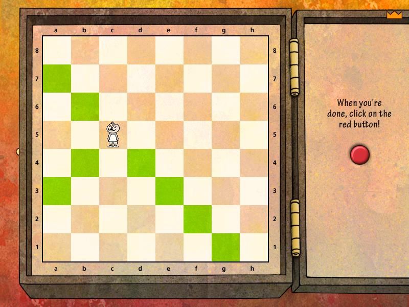 Learn to Play Chess with Fritz & Chesster 2: Chess in the Black Castle (Windows) screenshot: How does the bishop move, again?
