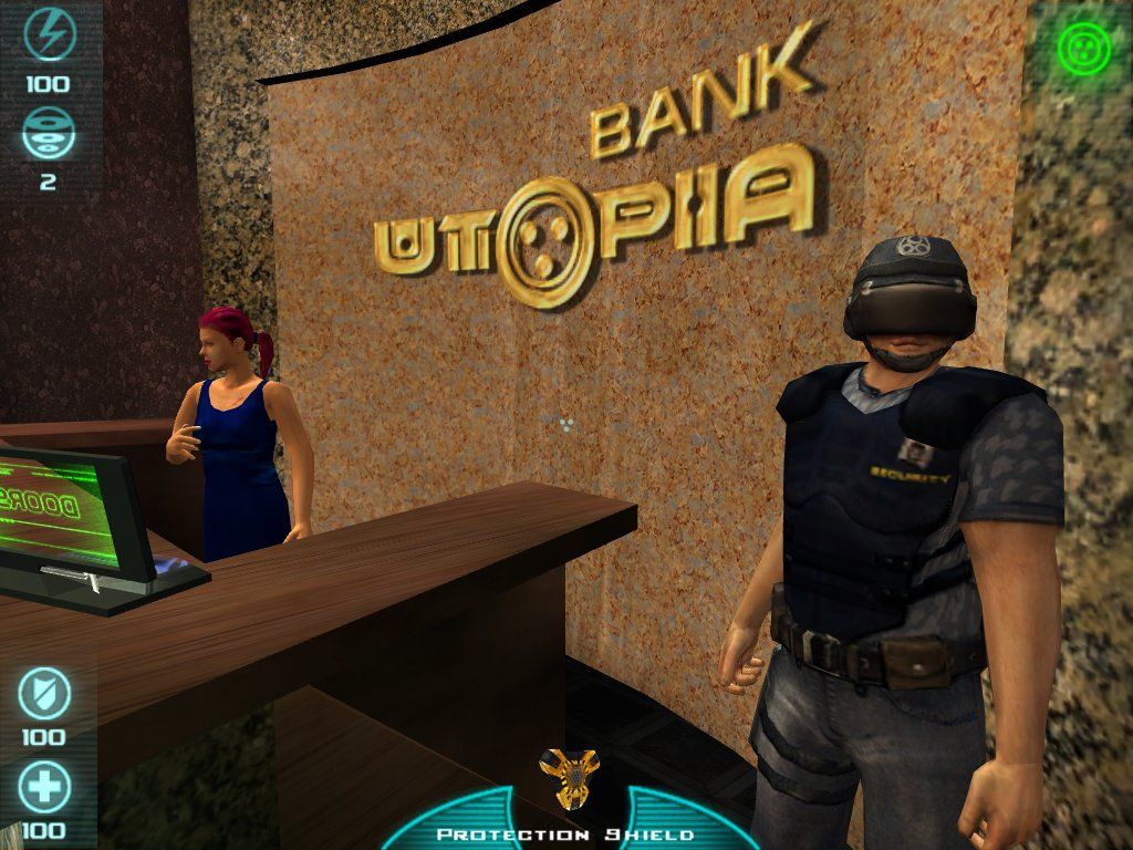 Utopia City (Windows) screenshot: Front desk at the bank.