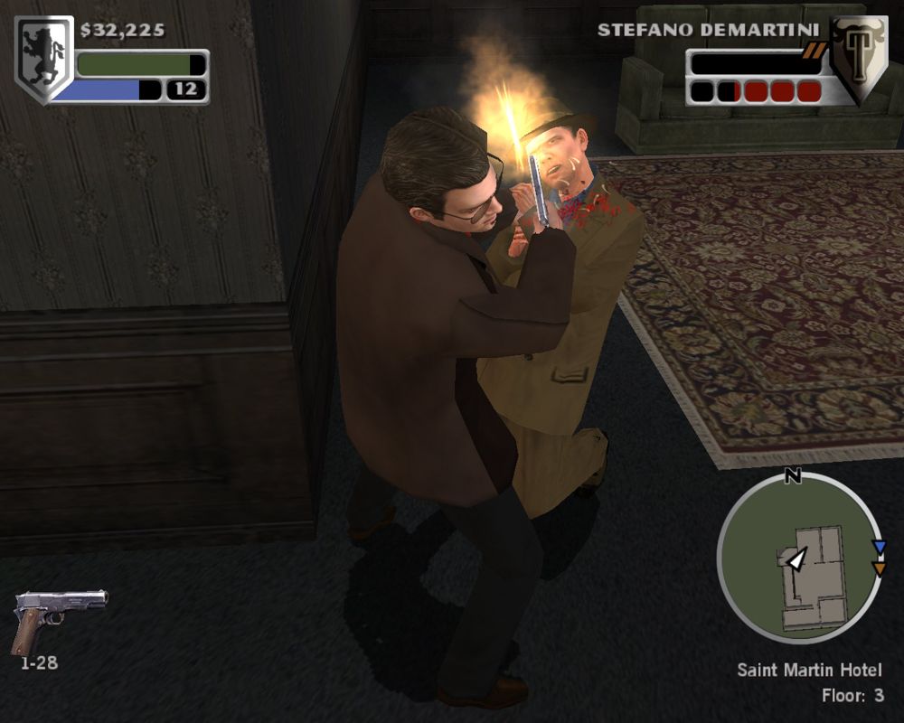 The Godfather: The Game (Windows) screenshot: A godfather-style execution