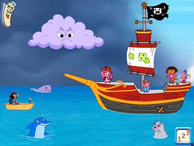 Dora the Explorer: Dance to the Rescue (Windows) screenshot: Aboard the pirate ship, yo ho ho!