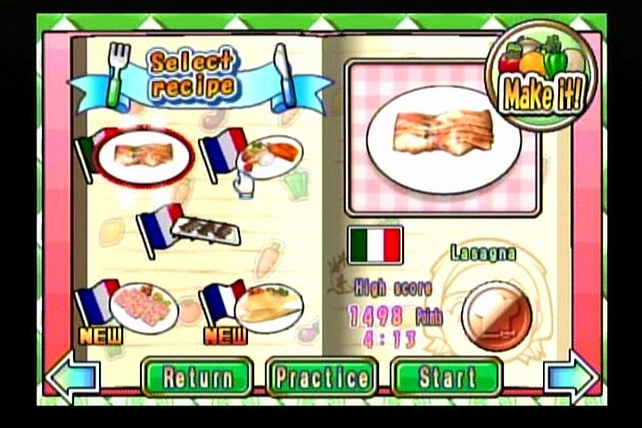 Cooking Mama: Cook Off (Wii) screenshot: Tasty recipes from around the globe. But mostly France.