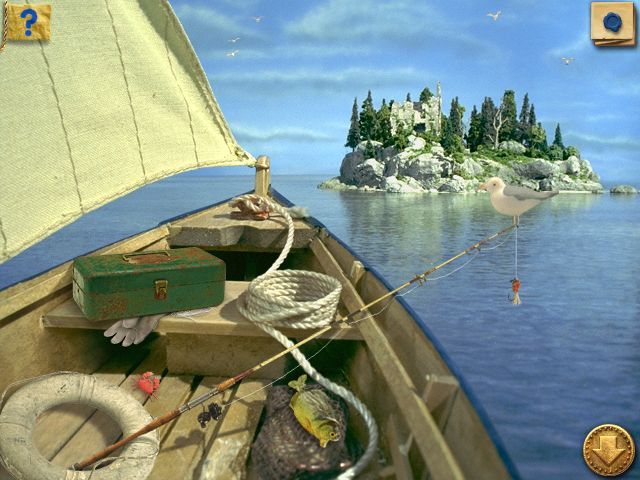 I Spy: Treasure Hunt (Windows) screenshot: On your way to the island - see the ruin up ahead?