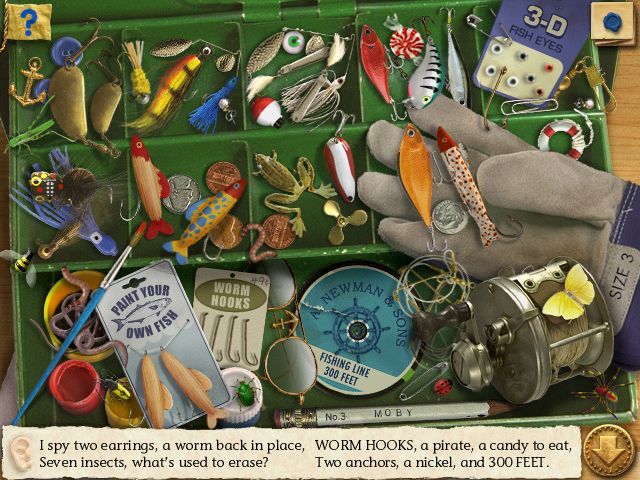 I Spy: Treasure Hunt (Windows) screenshot: Even the tackle-box is a puzzle!