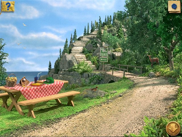 I Spy: Treasure Hunt (Windows) screenshot: A picnic spot on the way to the tower - nice view