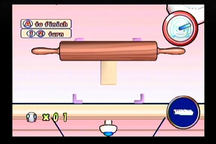 Cooking Mama: Cook Off (Wii) screenshot: Rolling the Wiimote as a rolling pin.
