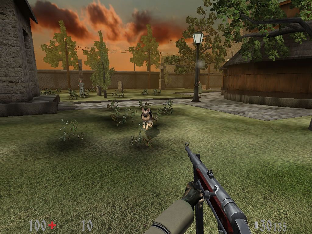 Wolfschanze (Windows) screenshot: Attacked by a guard dog.